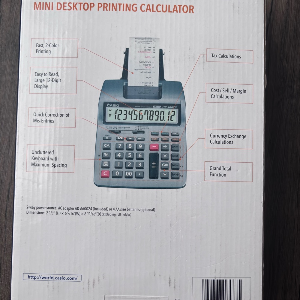 Casio HR-100TM Plus Desktop Printing Calculator Extra Large Display *Works* Read - Picture 8 of 8